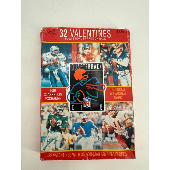 Vintage 1990s NFL Quarterback Club Valentines 32 Cards With Envelopes By Gibson - Picture 1 of 3